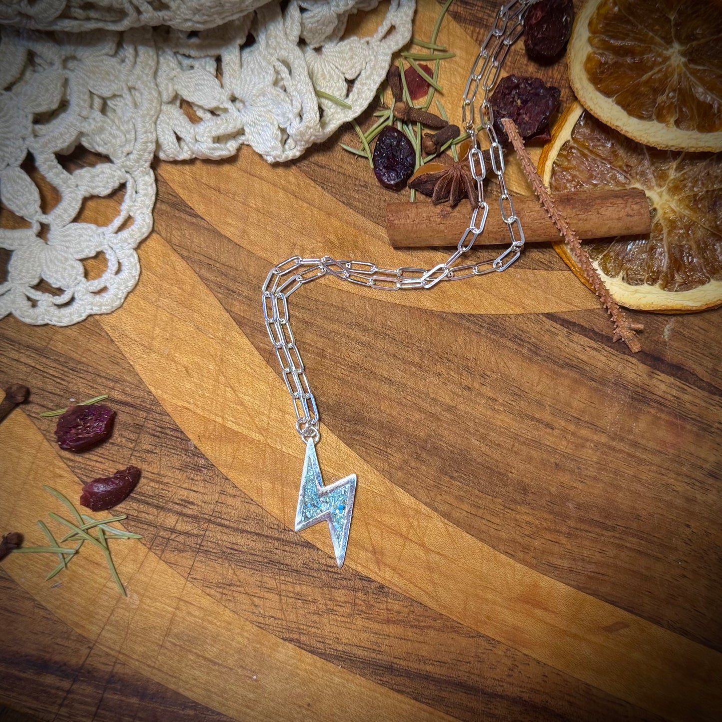 Lightning Bolt Inlay Necklace