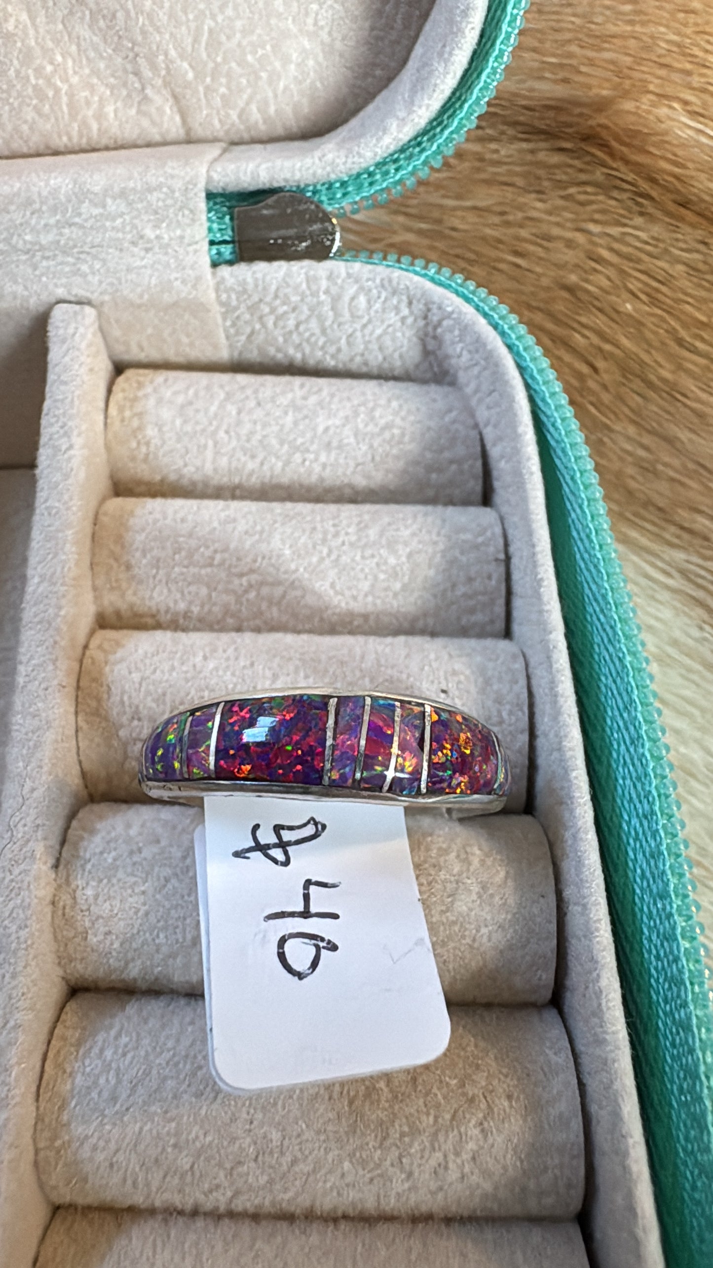 Native Made Opal Inlay Ring Size 9