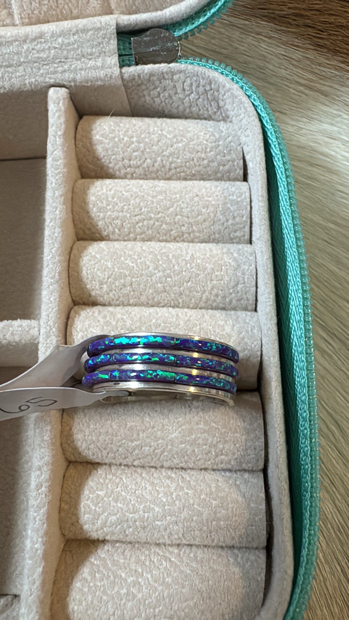 Native Made Opal Inlay Ring Size 8.5