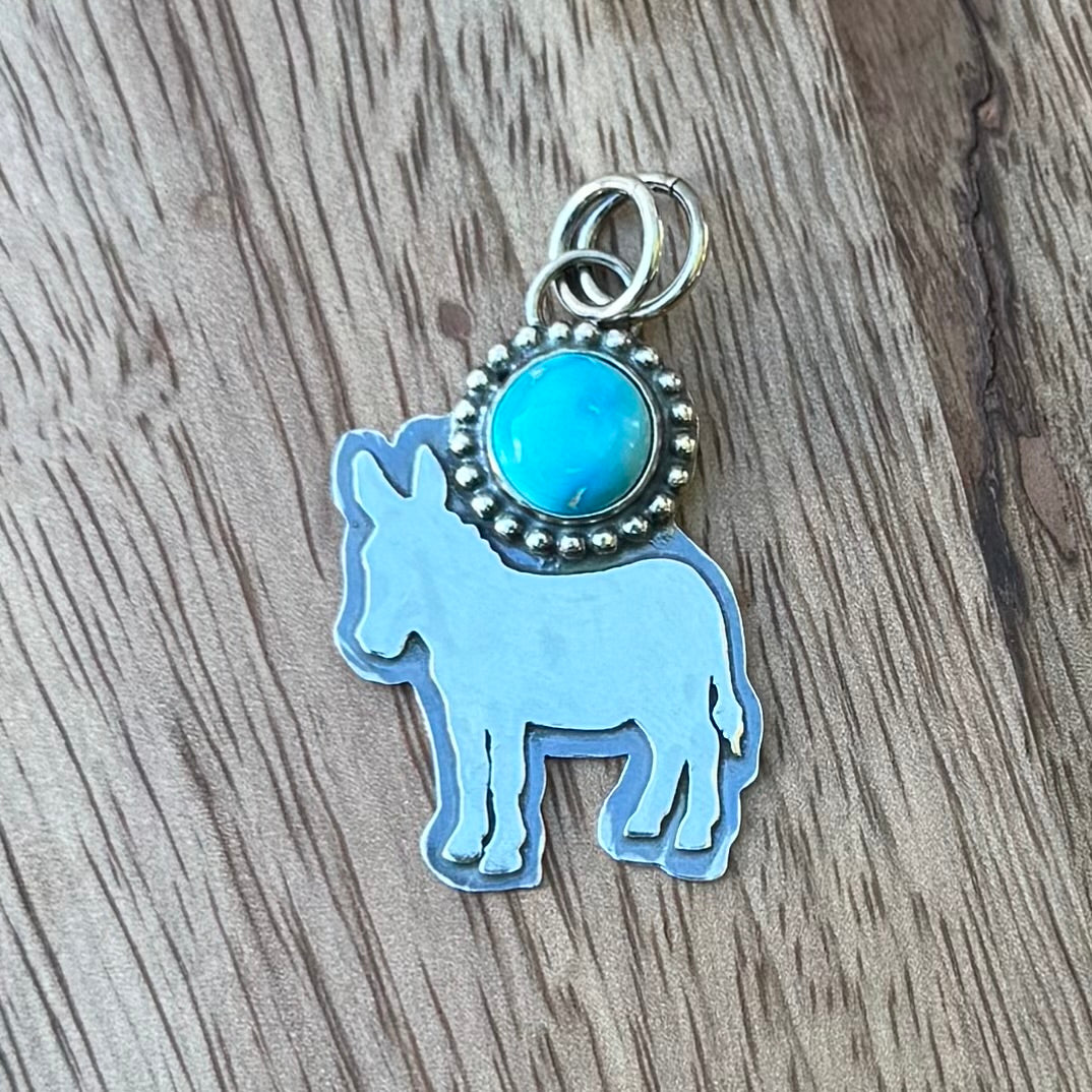 Blue Bird Standing Donkey Pendant