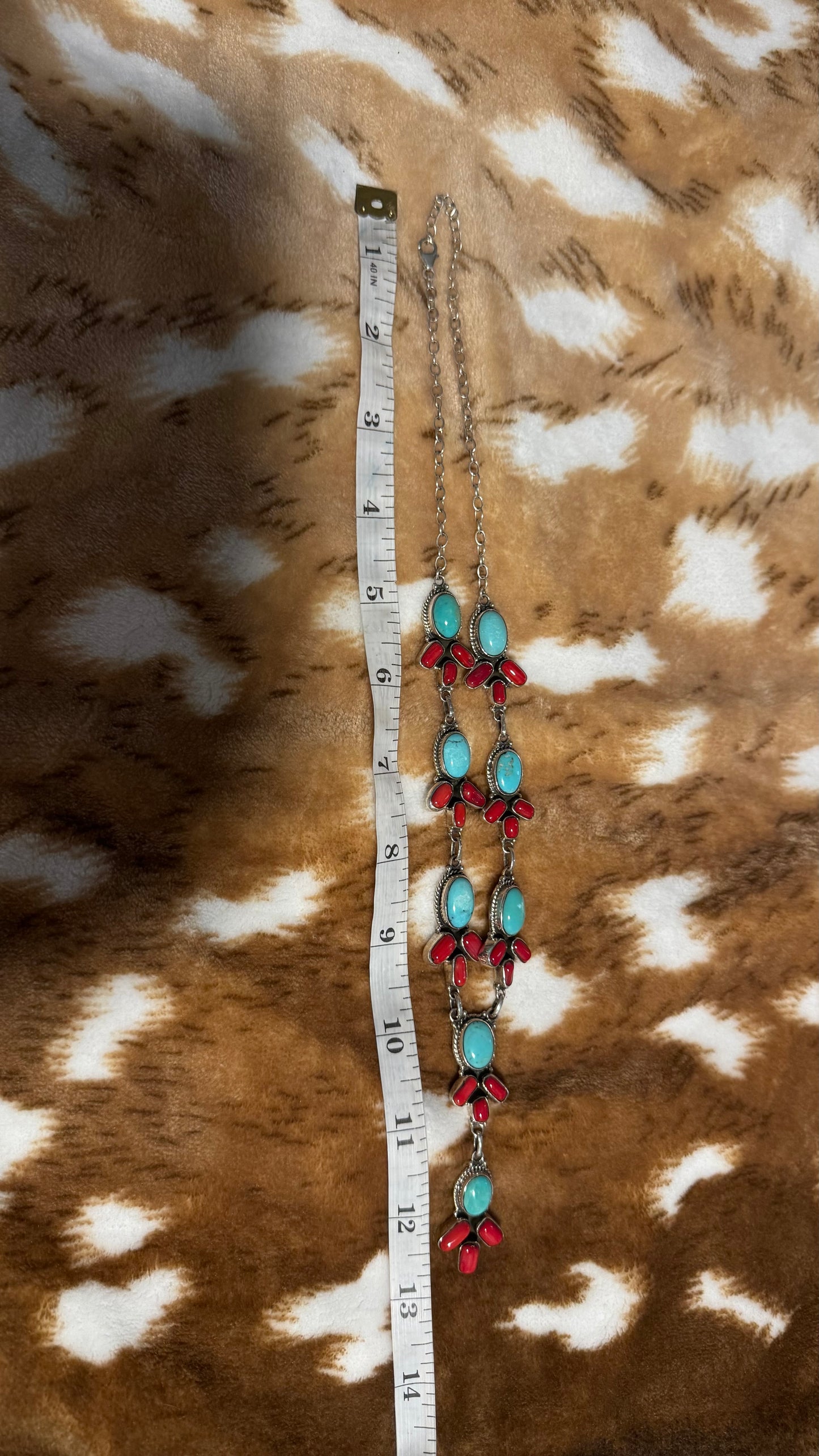 Kingman & Coral Lariat Necklace