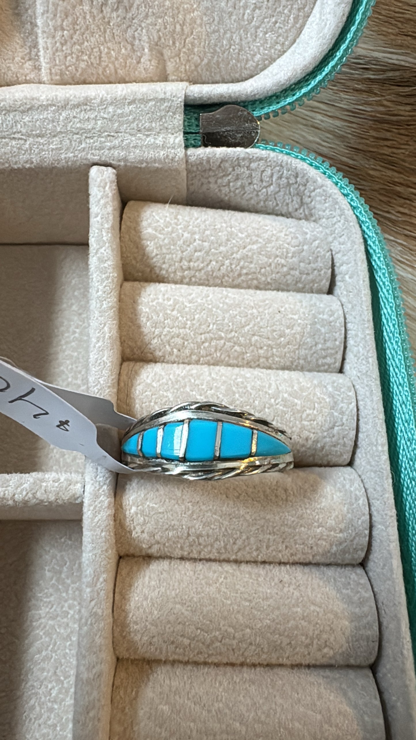Native Made Turquoise Inlay Ring Size 9