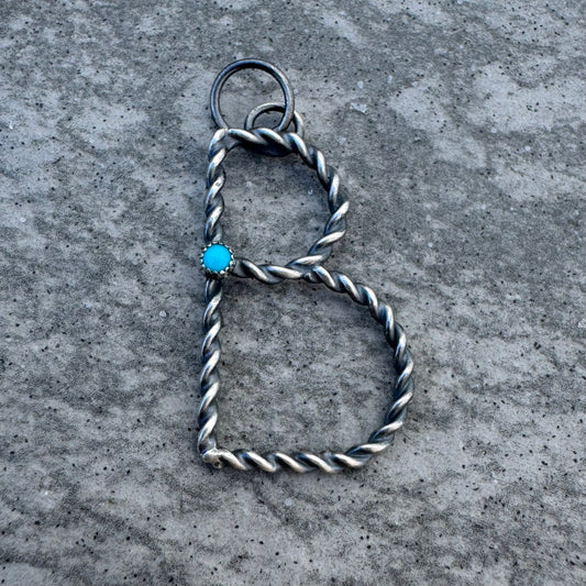 Rope Initial Pendant (with turquoise)