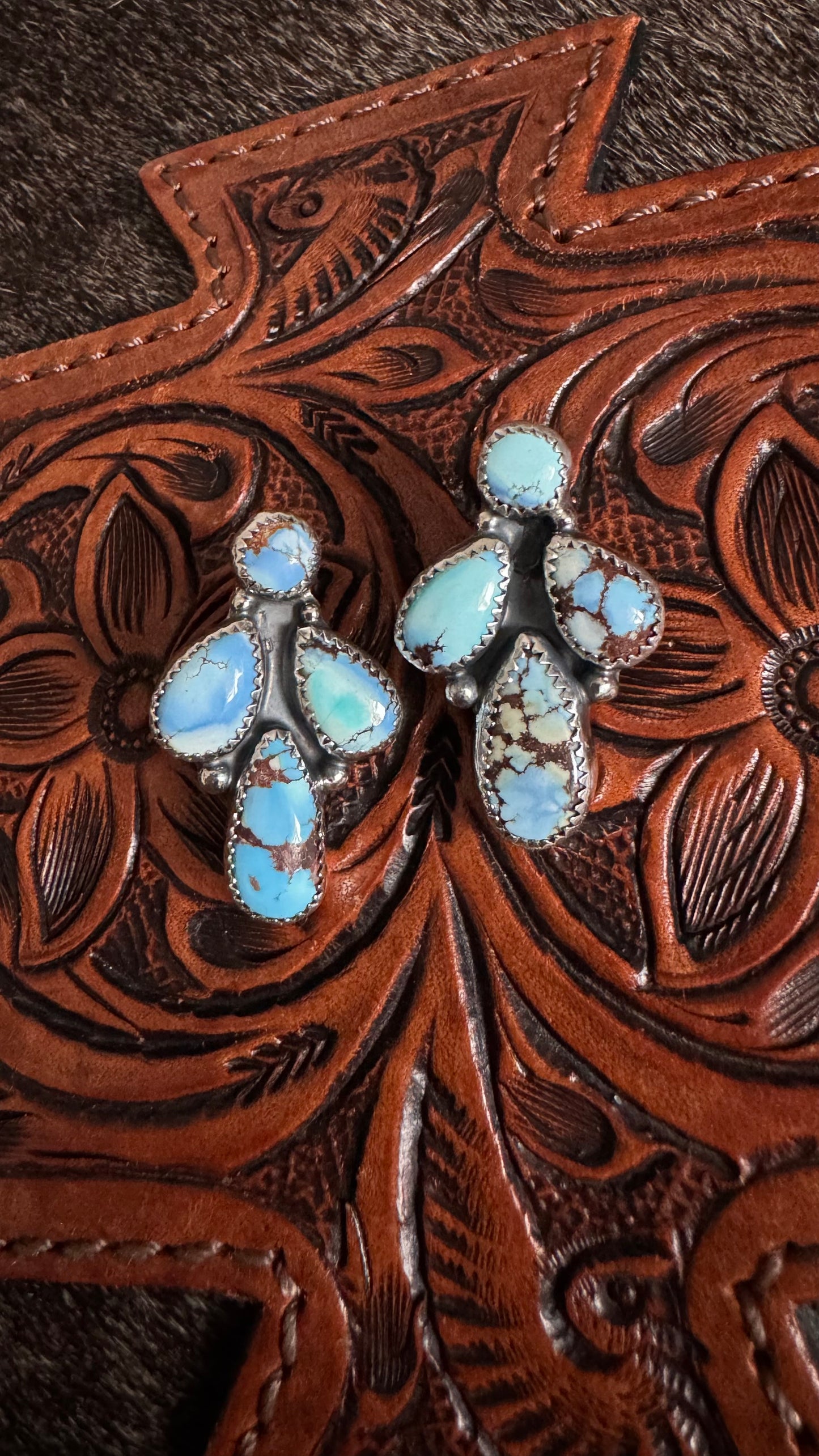 Golden Hills Turquoise Drop Cluster Studs