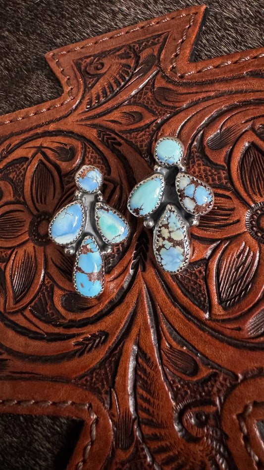 Golden Hills Turquoise Drop Cluster Studs