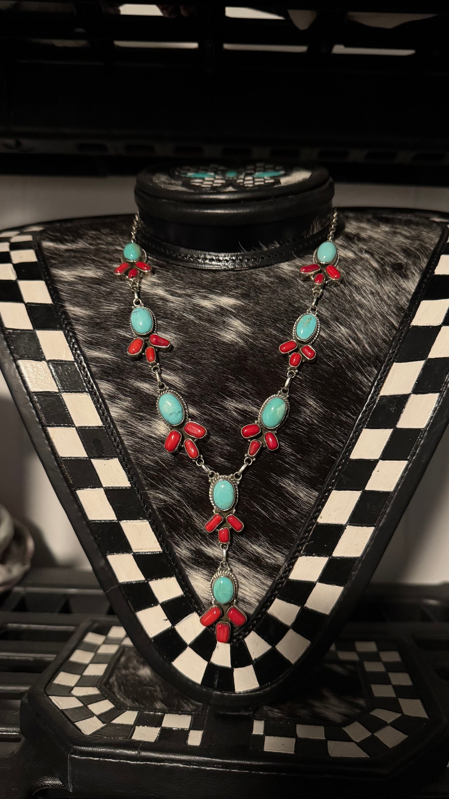 Kingman & Coral Lariat Necklace