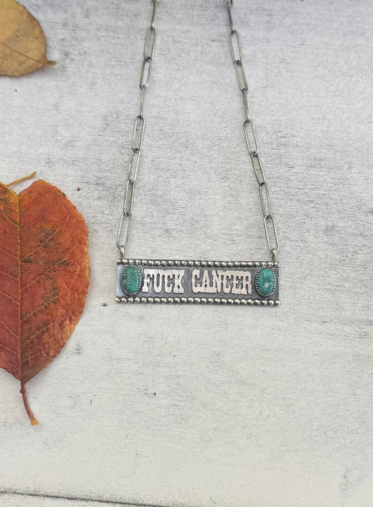 Fuck Cancer White Water Necklace