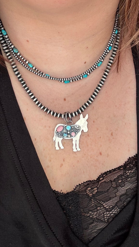 Large Golden Hills & Pink Conch Donkey Pendant