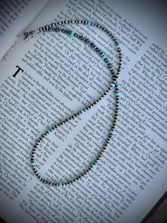 Dry Creek Turquoise & Silver Pearl Necklace