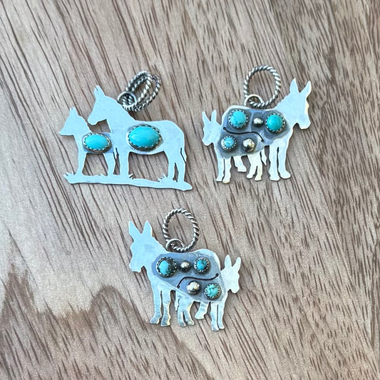 Small Mommy & Baby Donkey Pendant