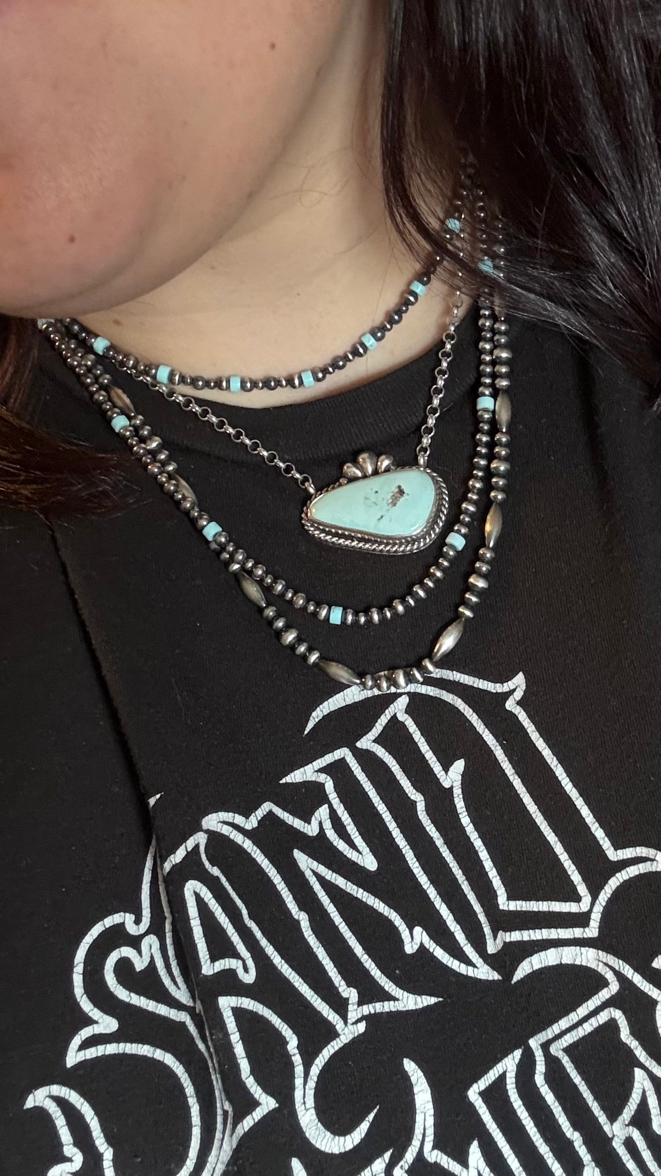 Dry Creek Turquoise & Silver Pearl Necklace