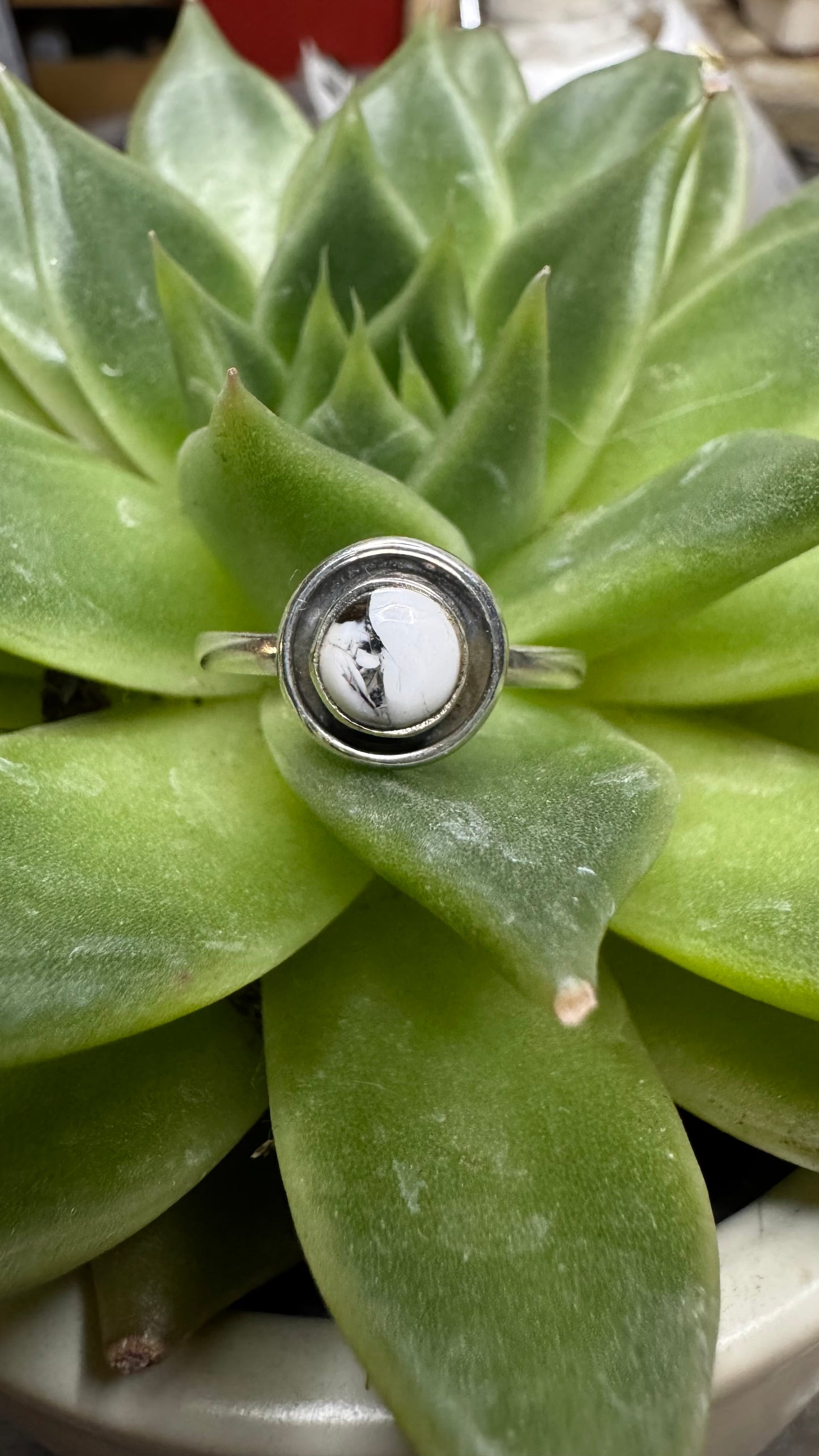 Dainty White Buffalo Ring size 8.5