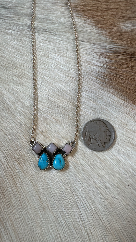Blue Ridge & Pink Opal Necklace